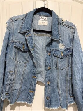 KanCan Light Blue Distressed Denim Jacket